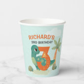 Cute Dino ThUnited Kind Birthday Party Papieren Bekers (Achterkant)