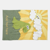 Cute Dino Trex in Sunshine Cartoon Theedoek (Horizontaal)