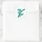 Cute dino vierkante sticker (Tas)