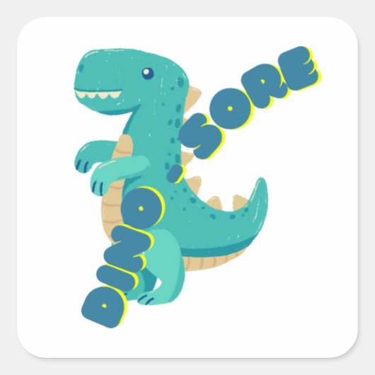 Cute dino vierkante sticker (Voorkant)