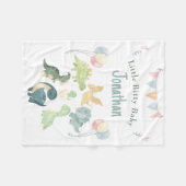 Cute Dino Waterverf Persoonlijk Blauwgroen Blauw B Fleece Deken (Voorkant (Horizontaal))