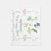 Cute Dino Waterverf Persoonlijk Blauwgroen Blauw B Fleece Deken (Voorkant)