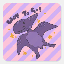Cute Dino Way to Go Teacher Student Reward Vierkante Sticker