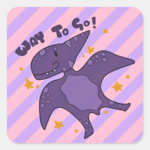 Cute Dino Way to Go Teacher Student Reward Vierkante Sticker