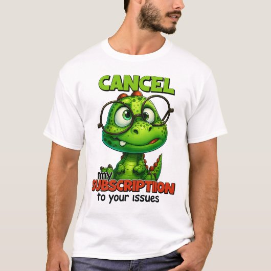 Cute Dino with Glasses Humor Tee – Cancel My Subsc T-shirt (Voorkant)
