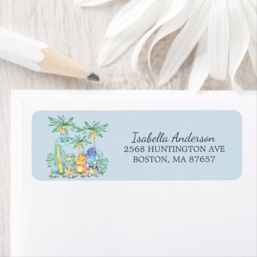 Cute Dinoasaurs Baby shower Address Label (Insitu)