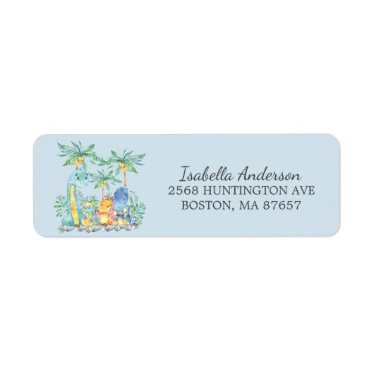 Cute Dinoasaurs Baby shower Address Label (Voorkant)