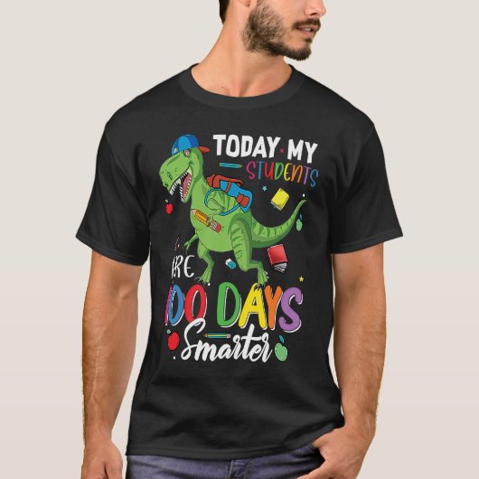Cute Dinosaur 100 Days of School Pre K Teachers Me T-shirt (Voorkant)