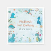 Cute Dinosaur 1e verjaardag Servet (Voorkant)