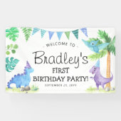 Cute Dinosaur 1e verjaardag Spandoek (Horizontaal)