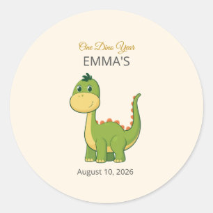Cute Dinosaur 1e Verjaardagsfeest Vierkante Sticke Ronde Sticker