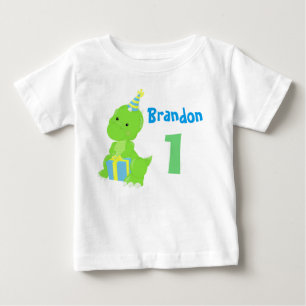Cute Dinosaur 1st Birthday Blue Green Dino Boy