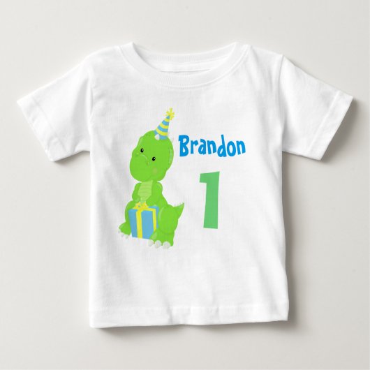 Cute Dinosaur 1st Birthday Blue Green Dino Boy (Voorkant)