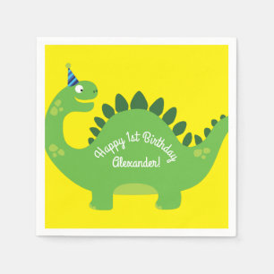 Cute Dinosaur 1st Birthday Party Napkins Servet