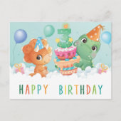 Cute dinosaur 3de verjaardagskaart briefkaart (Voorkant)