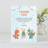 cute dinosaur 4th Birthday Thank You Cards Bedankkaart (Staand voorkant)