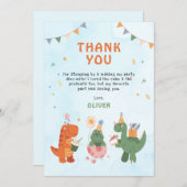 cute dinosaur 4th Birthday Thank You Cards Bedankkaart (Voorkant / Achterkant)
