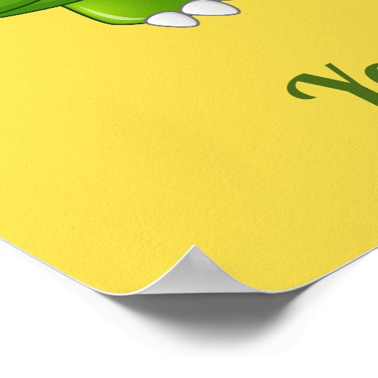 Cute Dinosaur aangepaste tekst en kleurenposter Poster (Hoek)