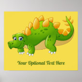Cute Dinosaur aangepaste tekst en kleurenposter Poster (Voorkant)
