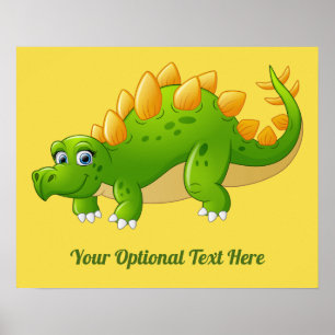 Cute Dinosaur aangepaste tekst en kleurenposter Poster