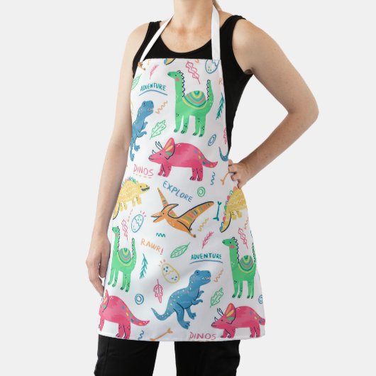 Cute Dinosaur Adventure onderzoekt Pattern Apron Schort (Insitu)