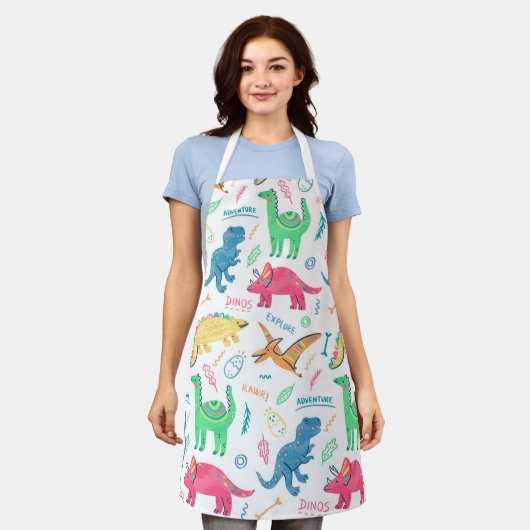 Cute Dinosaur Adventure onderzoekt Pattern Apron Schort (Gedragen)