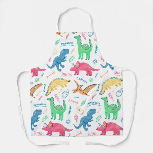 Cute Dinosaur Adventure onderzoekt Pattern Apron Schort (Voorkant)
