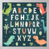 Cute Dinosaur Alphabet Letters Kinder ABC Poster (Voorkant)