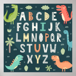 Cute Dinosaur Alphabet Letters Kinder ABC Poster