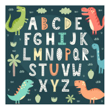 Cute Dinosaur Alphabet Letters Kinder ABC