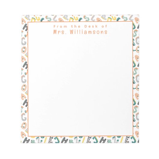 Cute Dinosaur Alphabet - Van de lessenaar van de j Notitieblok (Voorkant)