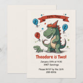 Cute Dinosaur and her Baby - Child Birthday Party Kaart (Voorkant / Achterkant)