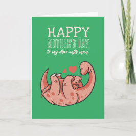 Cute Dinosaur Animal Cartoon Happy Moederdag Kaart