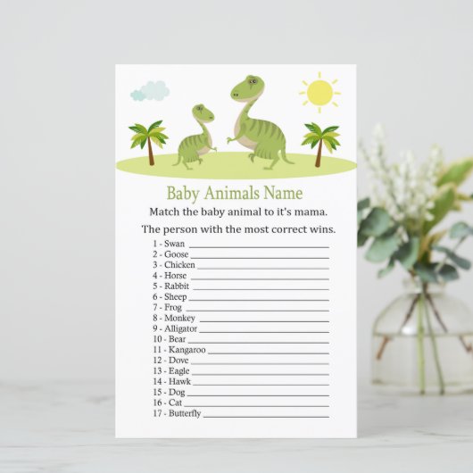 Cute Dinosaur Baby Animals Name Game (Staand voorkant)
