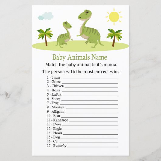 Cute Dinosaur Baby Animals Name Game (Voorkant)