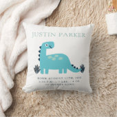 Cute Dinosaur Baby Birth Announcement Pillow Kussen (Deken)