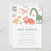 Cute Dinosaur Baby Borrel Uitnodiging (Voorkant)