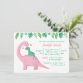 Cute Dinosaur Baby en mam Baby shower Kaart (Staand voorkant)