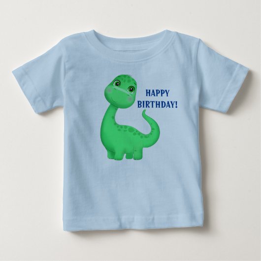Cute Dinosaur Baby Fine Jersey Text Change T-Shirt (Voorkant)