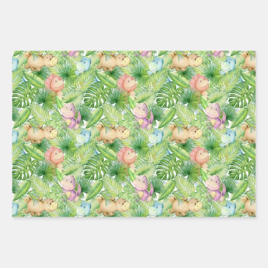 Cute Dinosaur Baby Inpakpapier Vel (Voorkant 3)