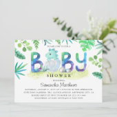 Cute Dinosaur BABY Invitation Kaart (Staand voorkant)
