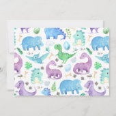 Cute Dinosaur BABY Invitation Kaart (Achterkant)