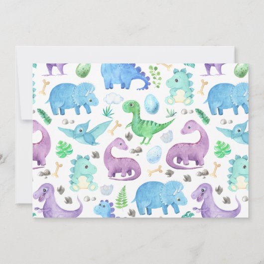 Cute Dinosaur BABY Invitation Kaart (Achterkant)