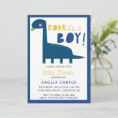 Cute Dinosaur baby shower Boy Blue Modern Kaart (Staand voorkant)