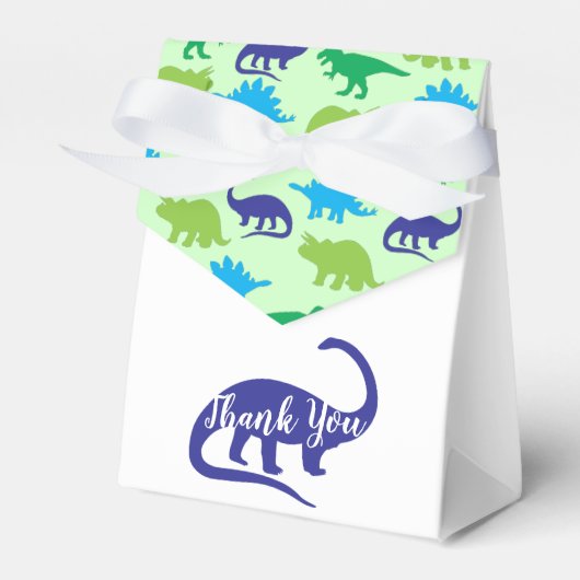 Cute Dinosaur Baby shower Dino Blue en Green Boy Bedankdoosjes (Voorkant Zijde)