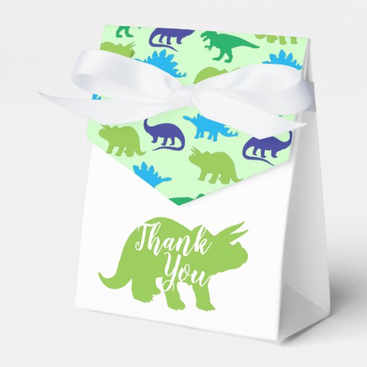 Cute Dinosaur Baby shower Dino Blue en Green Boy Bedankdoosjes (Voorkant Zijde)
