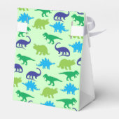 Cute Dinosaur Baby shower Dino Blue en Green Boy Bedankdoosjes (Achterkant)