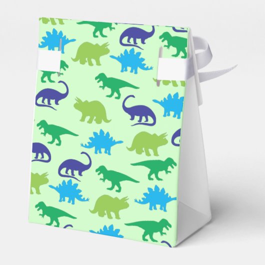 Cute Dinosaur Baby shower Dino Blue en Green Boy Bedankdoosjes (Achterkant)