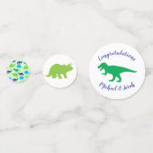 Cute Dinosaur Baby shower Dino Blue en Green Boy Confetti (Voorkanten)