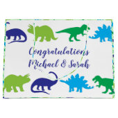 Cute Dinosaur Baby shower Dino Blue en Green Boy Groot Cadeauzakje (Voorkant)